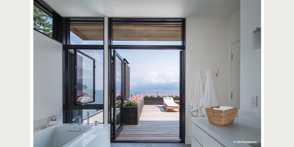 VistaLuxe WD LINE  casement, direct sets, and outswing French door, Matte Black hardware, Pine interior wood, Factory finished with Ebony stain