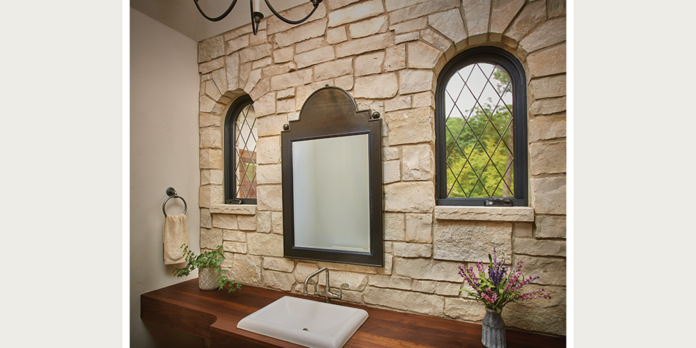 Ultra Series radius crank-out casement windows Extruded aluminum clad exterior with Dark Sky Mica Finish