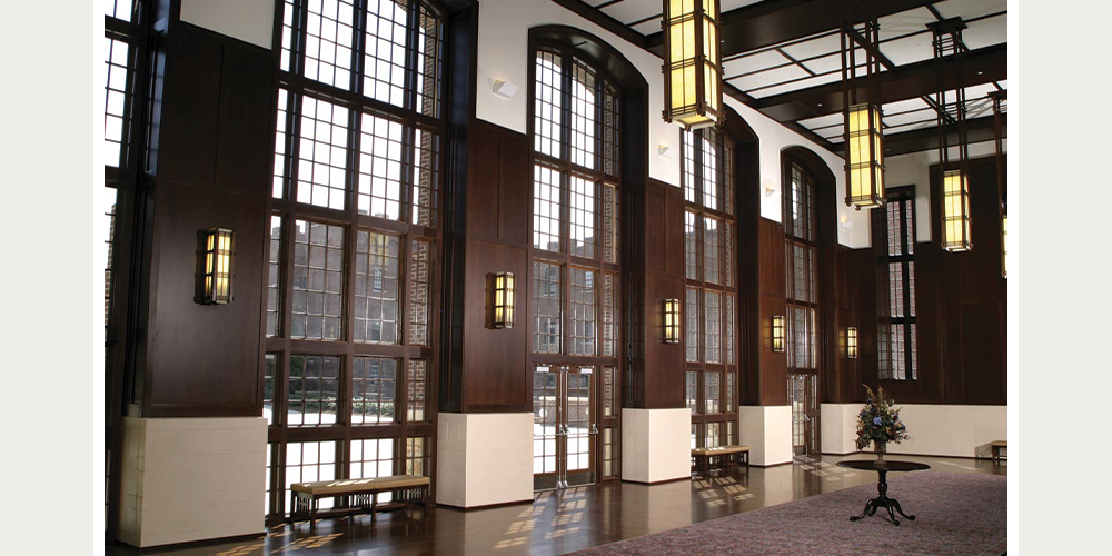 Ultra Series picture casements, radius and French  commercial outswing entrance doors