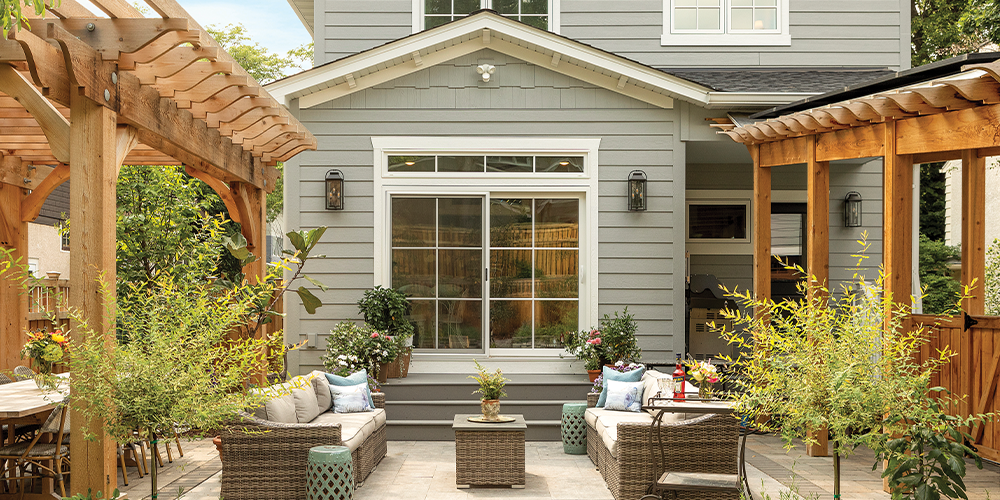 Forgent Series casement windows and complementary sliding door with transom