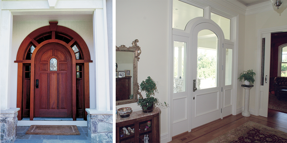 Heritage Series radius inswing entrance door with sidelites and a radius transom