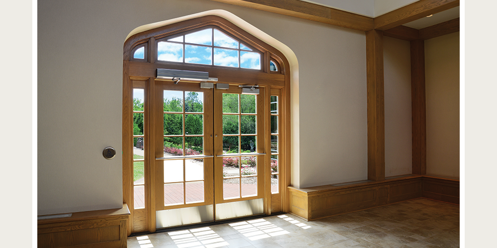 Ultra Series French outswing patio door with radius transom